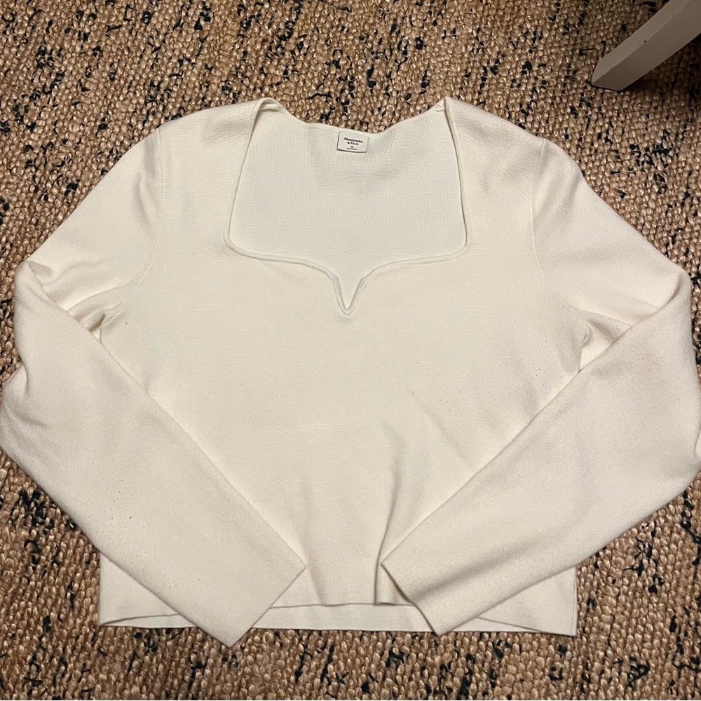Abercrombie & Fitch Cream Sweetheart Sweater Top Women's XL